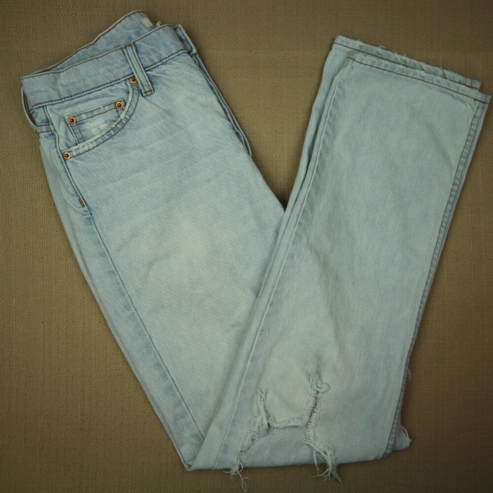 Comune Aberdeen Thrift Straight Fit Jeans Women's Size 27 Button Fly Distressed